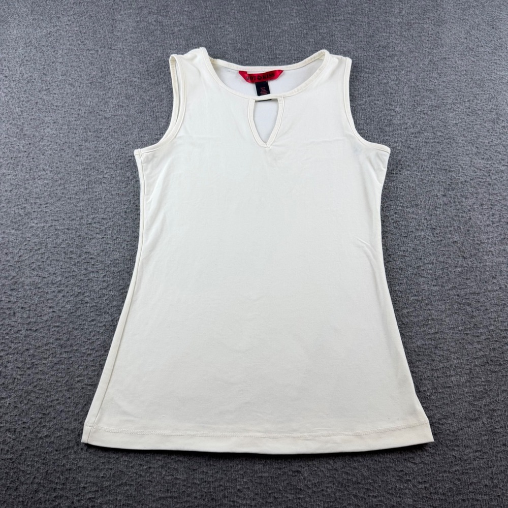 Hot Kiss Tank Top Women's Size S White Keyhole Cutout Sleeveless Knit Blouse